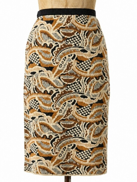 Anthropologie Dresses & Skirts - Anthropologie SPARROW Sweater Knit Skirt Abstract Forest Print Navy Tan Mustard